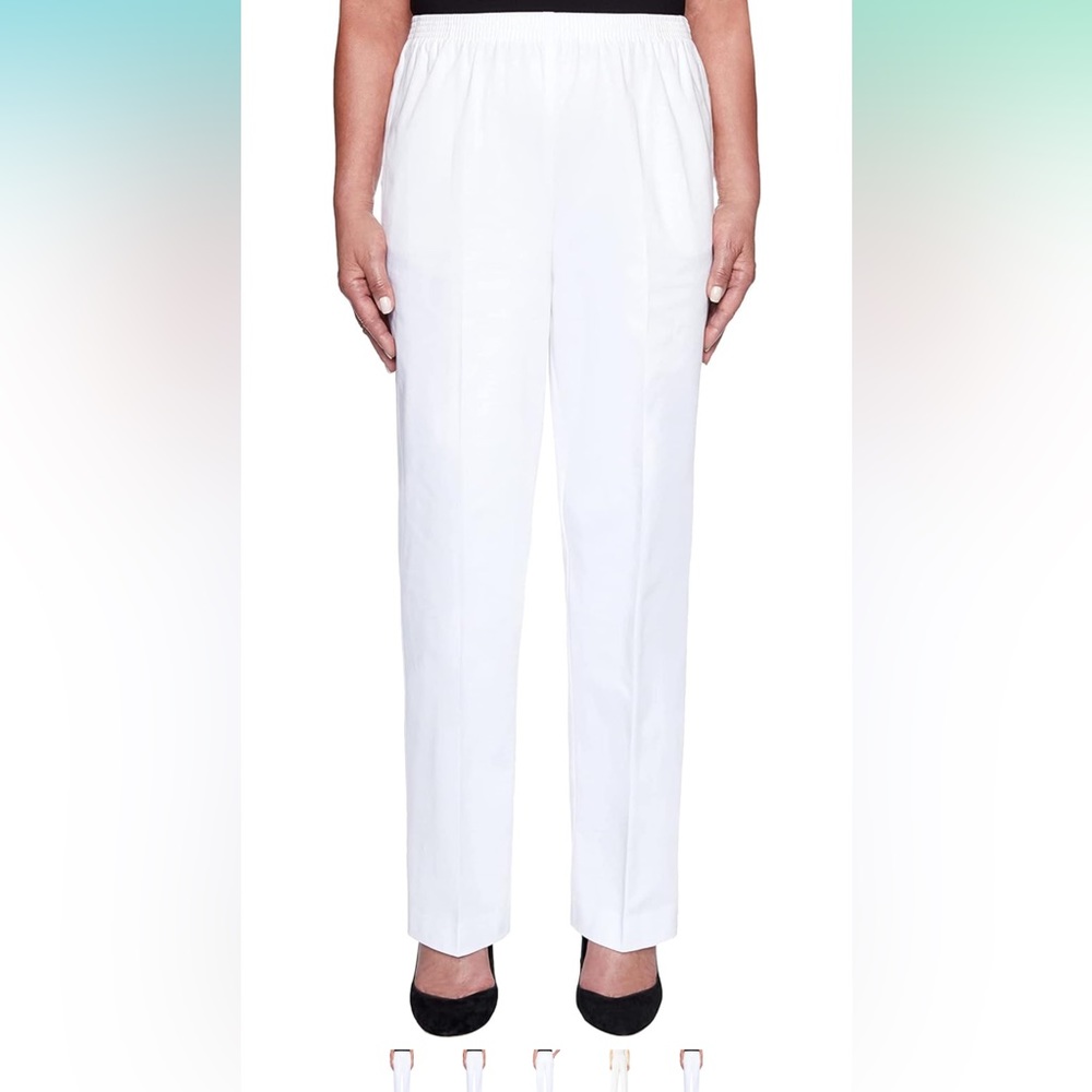 Alfred Dunner Womens All Around Elastic Waist Cotton Medium Twill Pants New